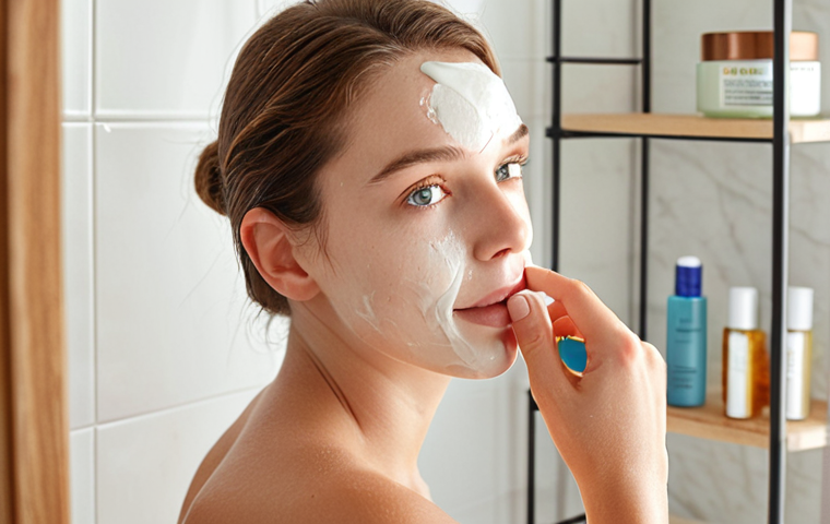 Soothing Post-Laser Skincare Routine**
Prompt: A serene, close-up shot of a woman gently applying a light, hydrating cream to her face in a well-lit bathroom. Focus on the texture of the cream and the healthy glow of her skin. Soft, diffused lighting. Emphasis on cleanliness and gentleness. Background includes a minimalist shelf with a pH-balanced cleanser and a bottle of mineral sunscreen. German skincare product brands should be used.
**