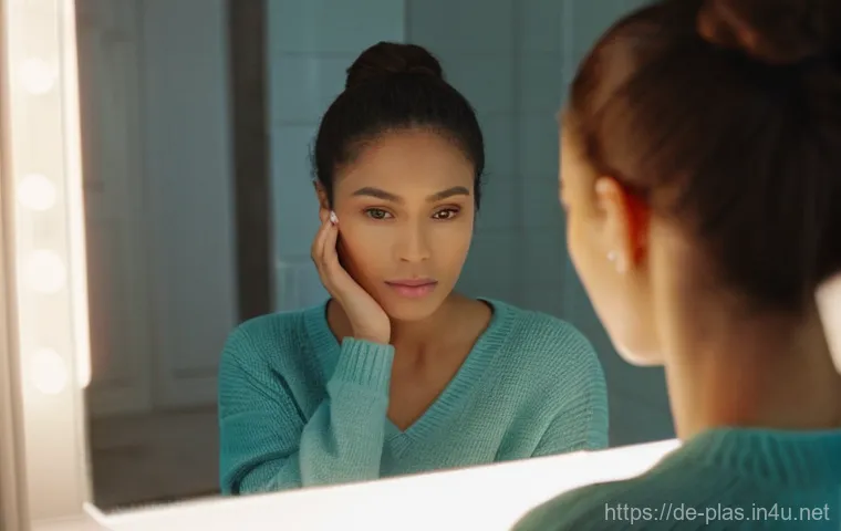 볼 지방 제거 수술 - **Prompt:** A young woman, early 30s, with a thoughtful expression, gently touches her cheekbones wh...